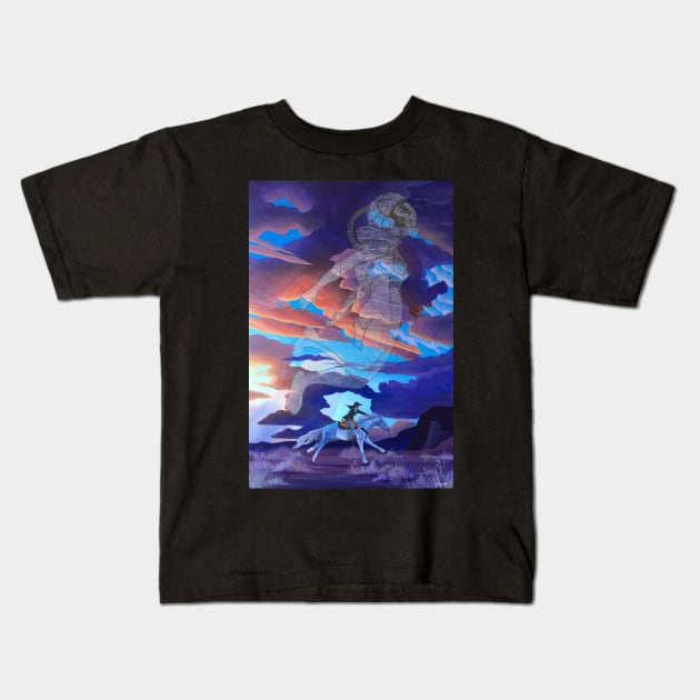 Clothos Space Cowgirl Kids T-Shirt by Ciarabarsotti